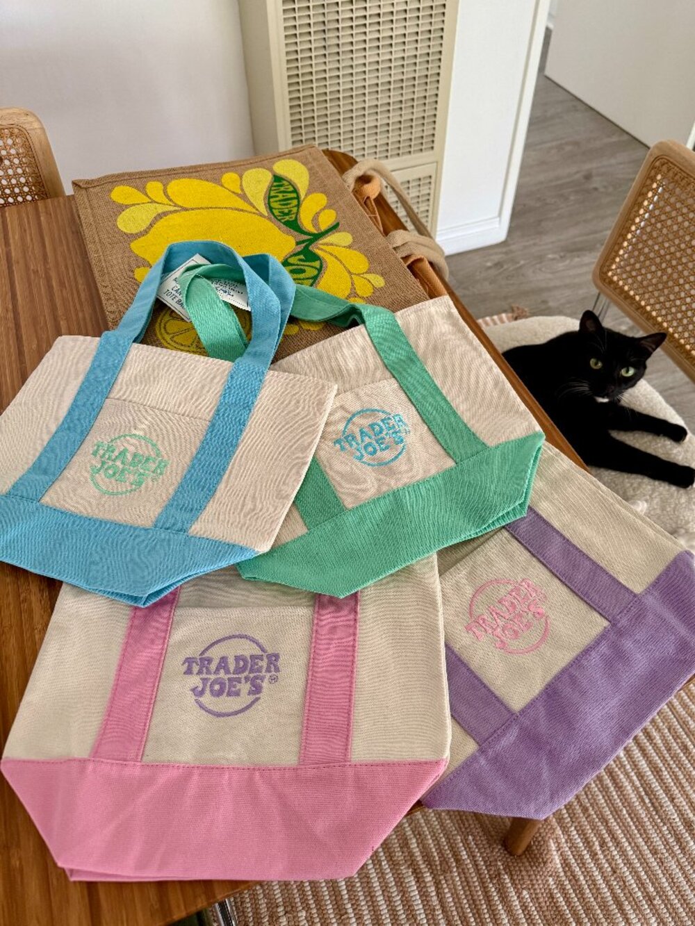 Trader Joes Mini Pastel Tote x4